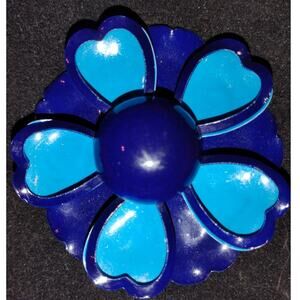 Vintage Brooch Enamel Flower Retro Collectible Pin Blue